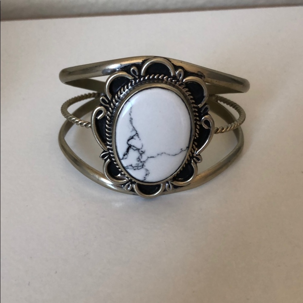 White Stone Cuff Bracelet